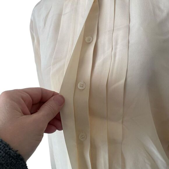 Vintage 1980’s Silk Blouse Paul Stanley Secretary Button Up Size 6 Cream, D23 - Picture 4 of 9